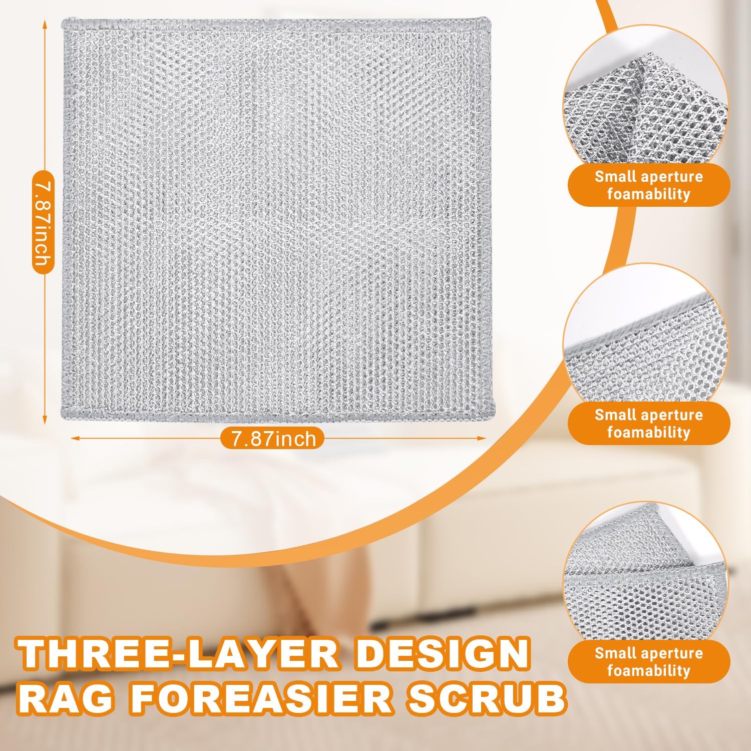 20 Pcs New Upgrade 3-Layer Metal Dish Cloth, No Scratches Wire Cleaning Cloth