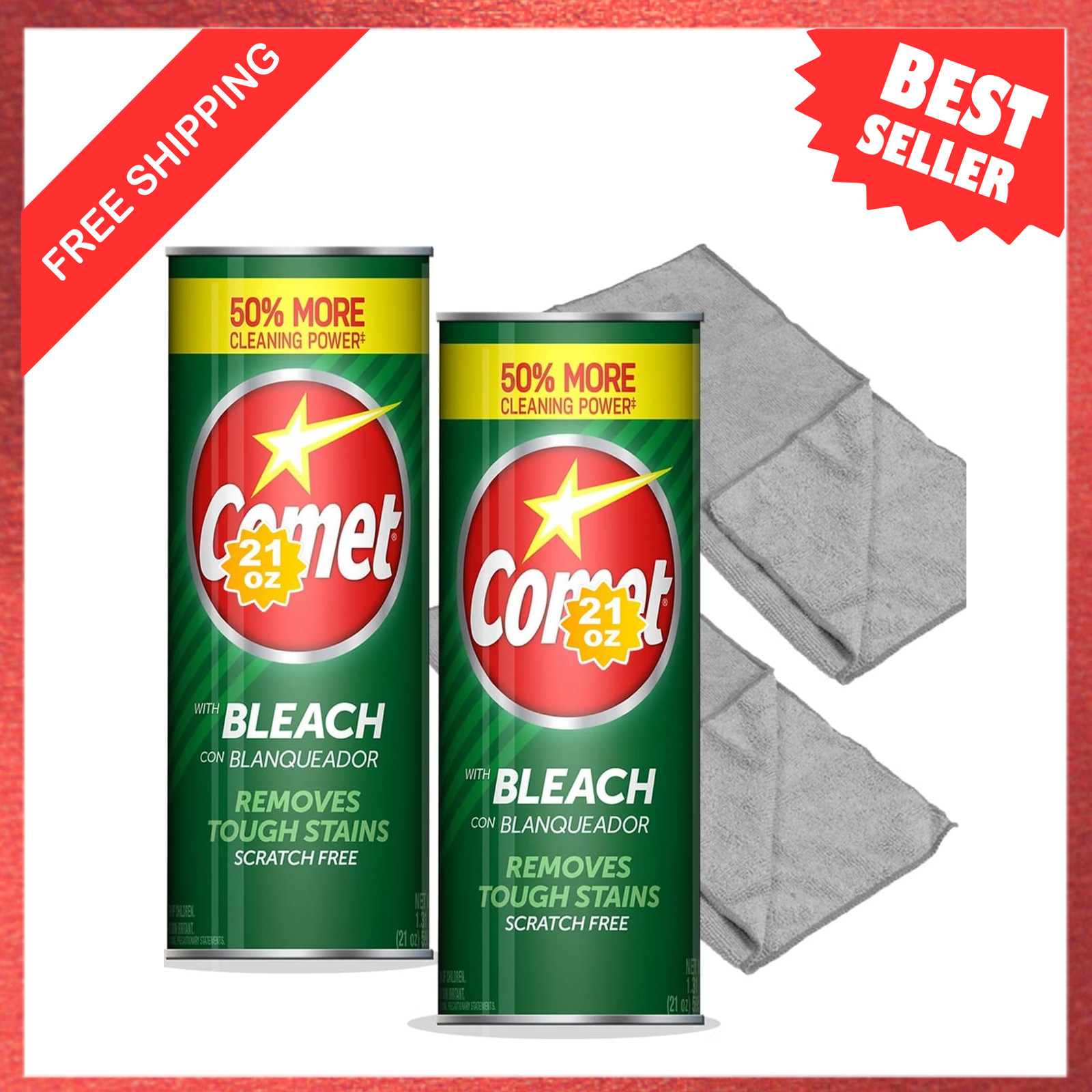 Cleaning Bundle Comet Powder Cleanser with Bleach Microfiber Cloths Kitchen