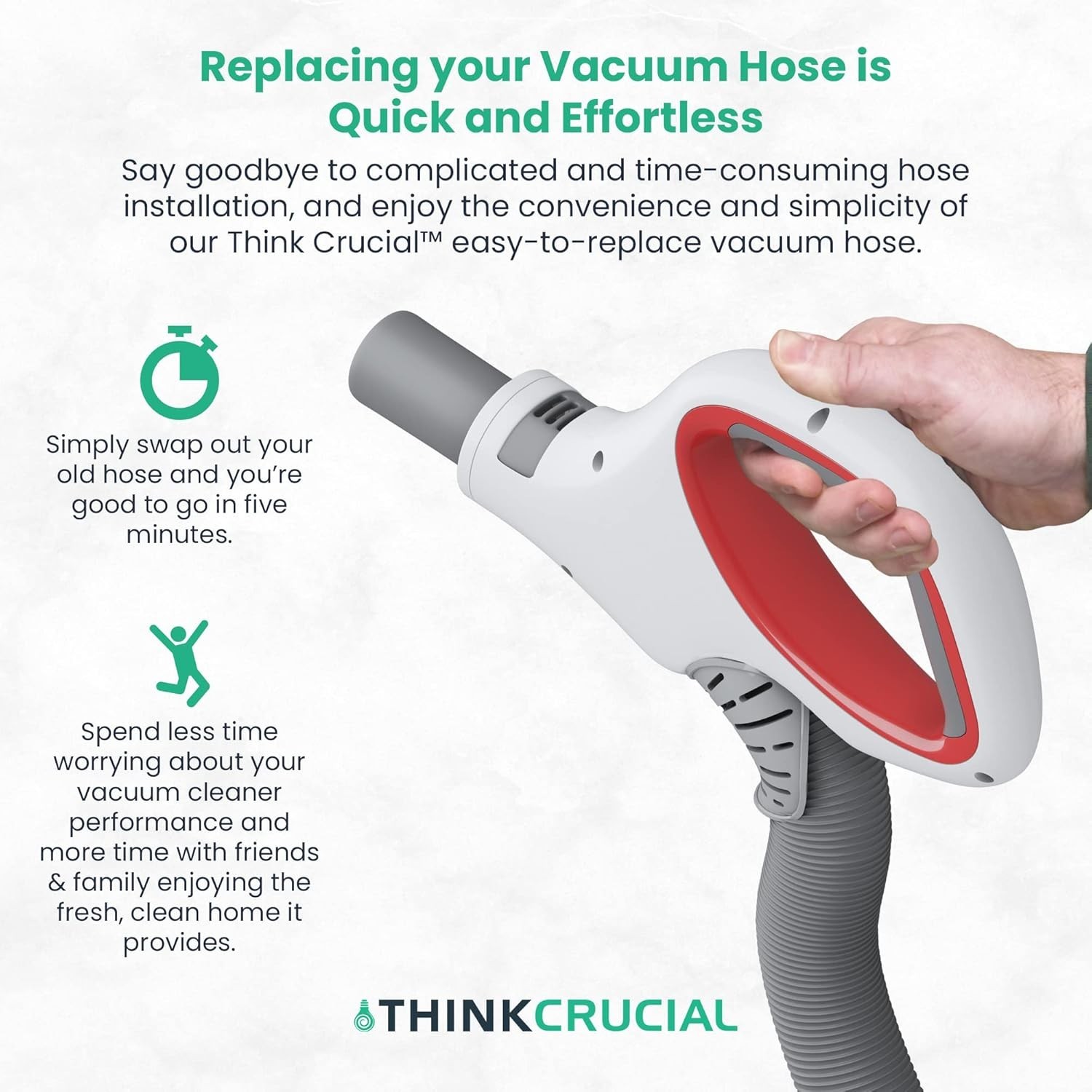 Replacement Durable & Flexible Vacuum Hose & Handle Compatible with Shark Vacuum