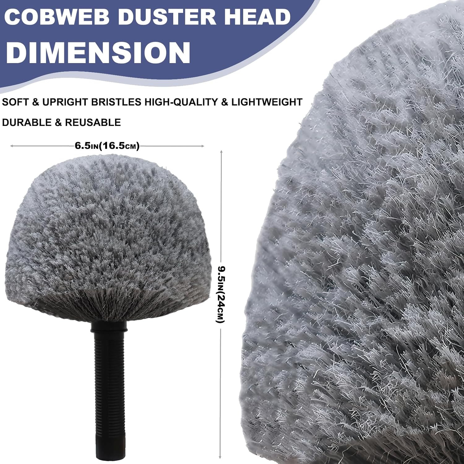 2 Pack Robust Cobweb Duster Head Brush – Superior Twist-On Web Cleaning Tool – S