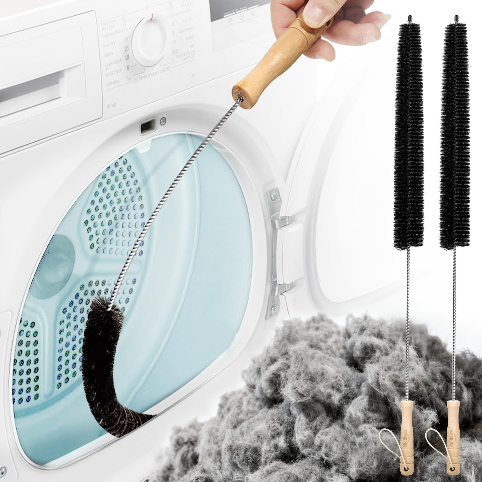 2 Pack Dryer Vent Cleaner Brush Lint Remover Kit for Clothes Dryer Trap & Duct