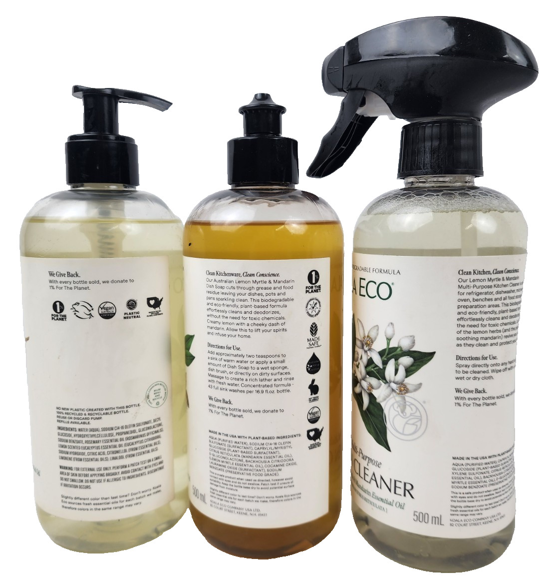 Koala Eco Gift Set of 3 16 Fl Oz Pack Kitchen Cleaner Dish Soap Hand Wash Lemon