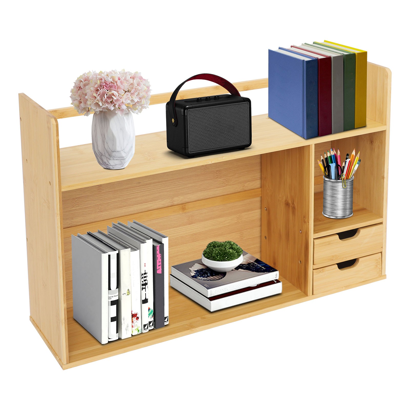 Small Desktop Bookshelf for Students Minimalist Office Desk Bookshelf 68*46cm US