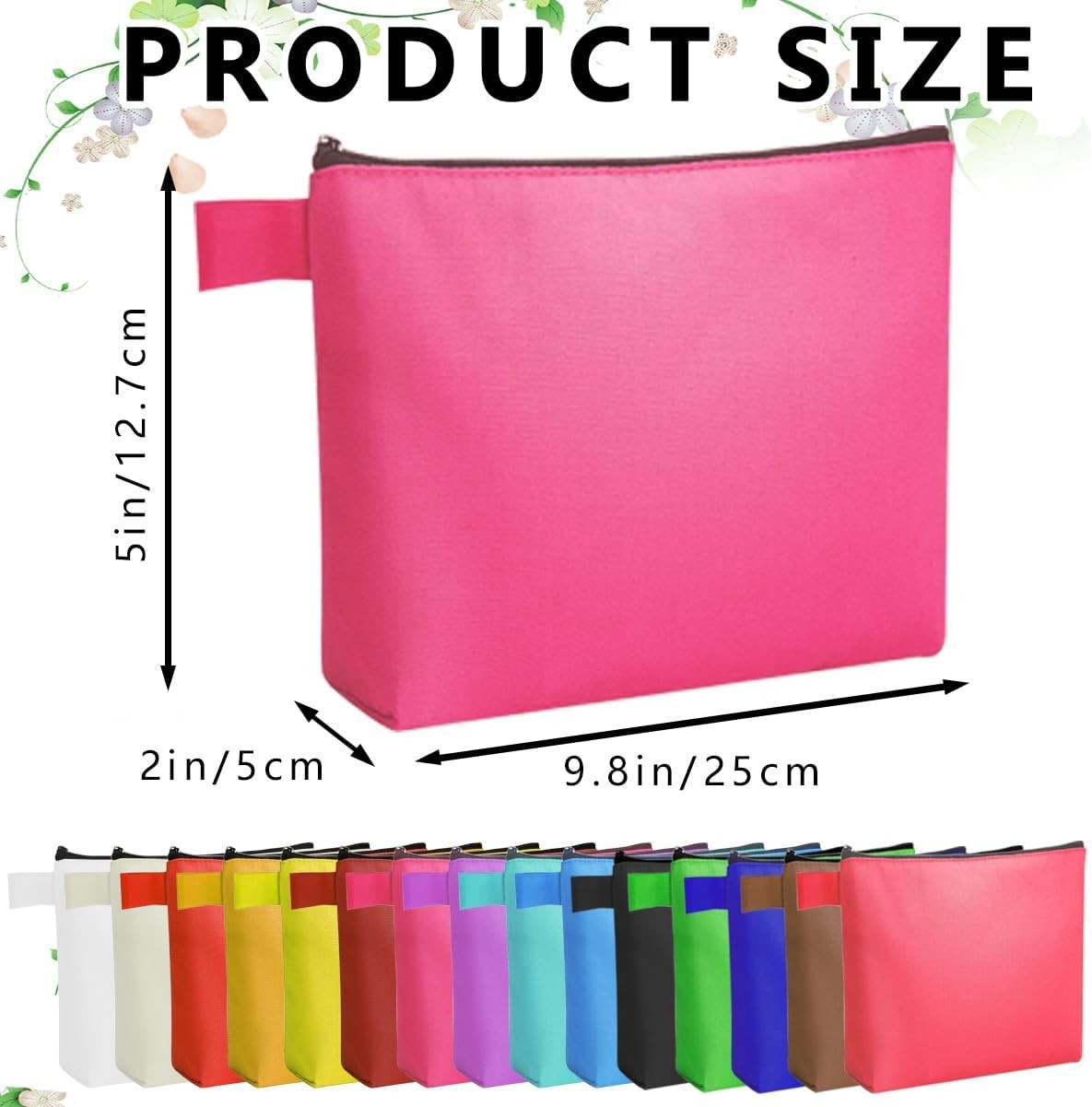 60 Pcs Canvas Makeup Bags Bulk Multi-Purpose 9.8 x 5 x 2 Inch, Multicolor