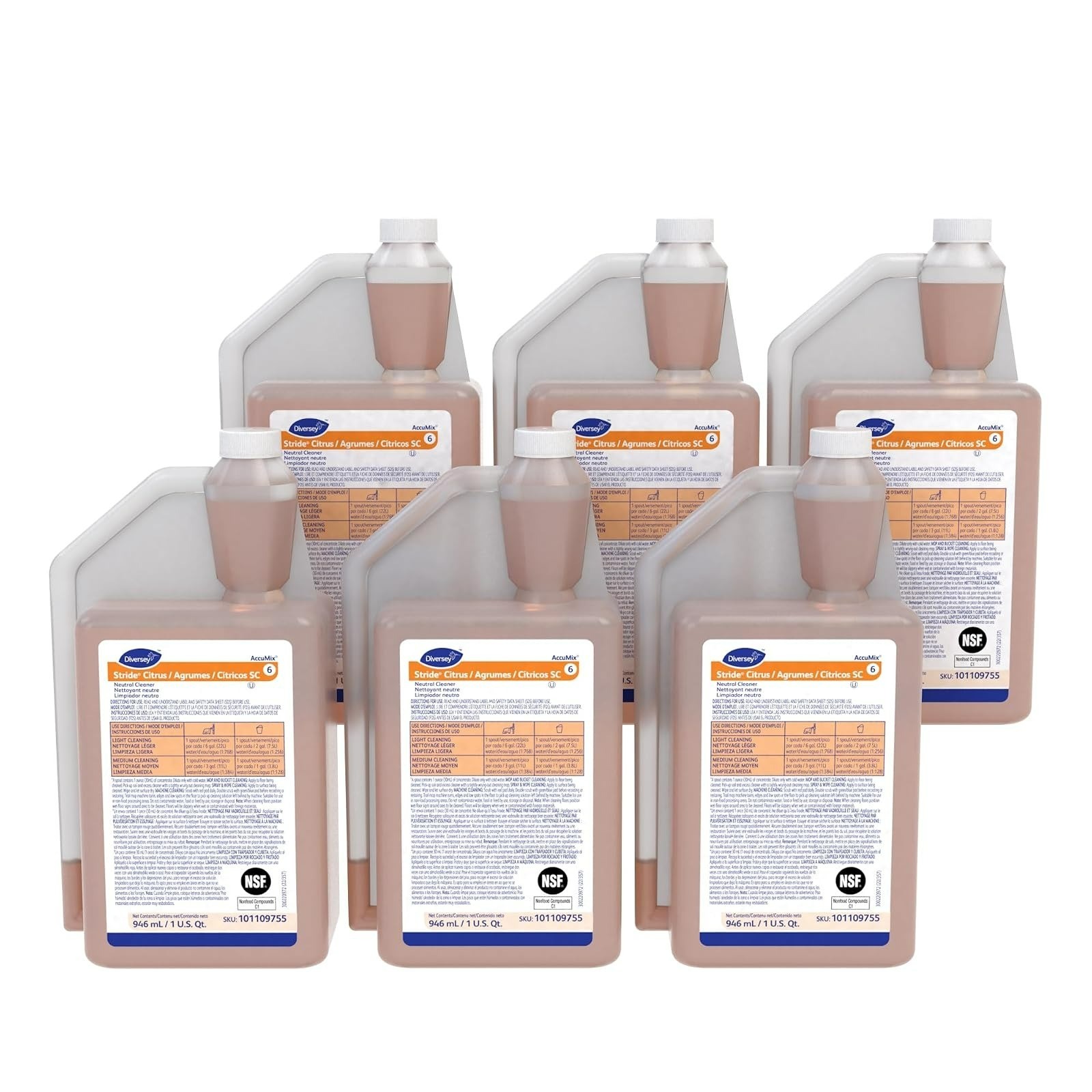 Diversey Stride Citrus Neutral Cleaner 32 fl oz | Low Foam, No Rinse