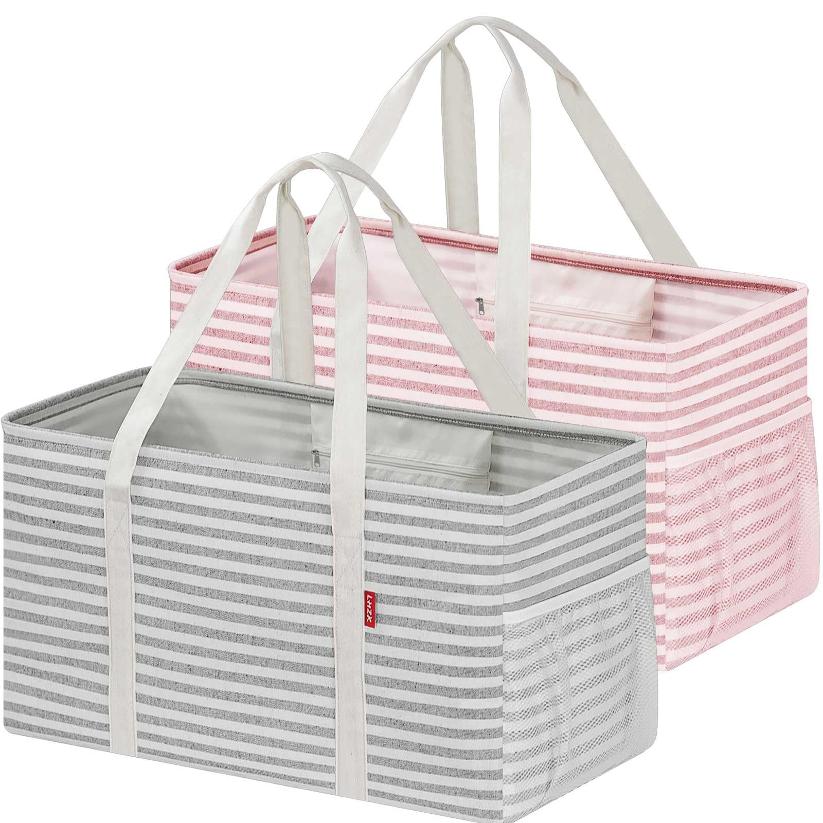 Standing Extra Large Utility Tote Bag 2 Pack, Reusable Grocery Bags with Meta…