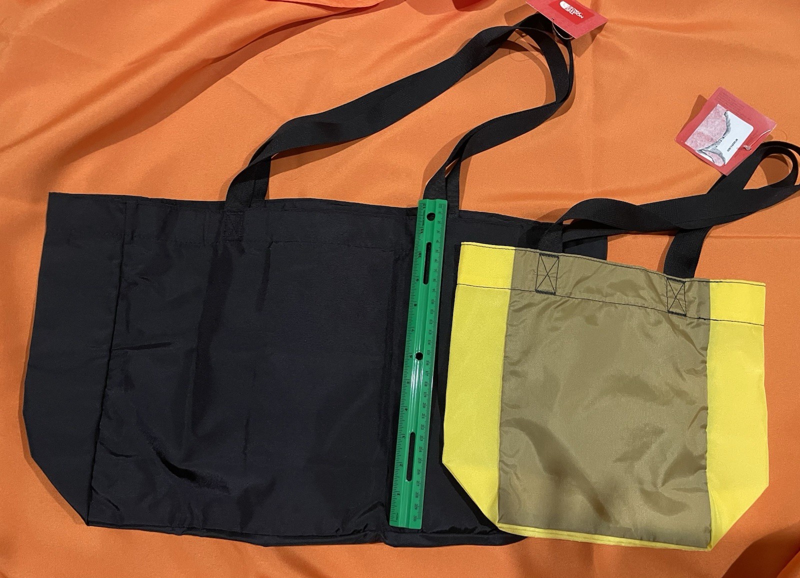 The North Face EWC Large Nylon Foldable Tote Bags and Small Black Yellow Olive