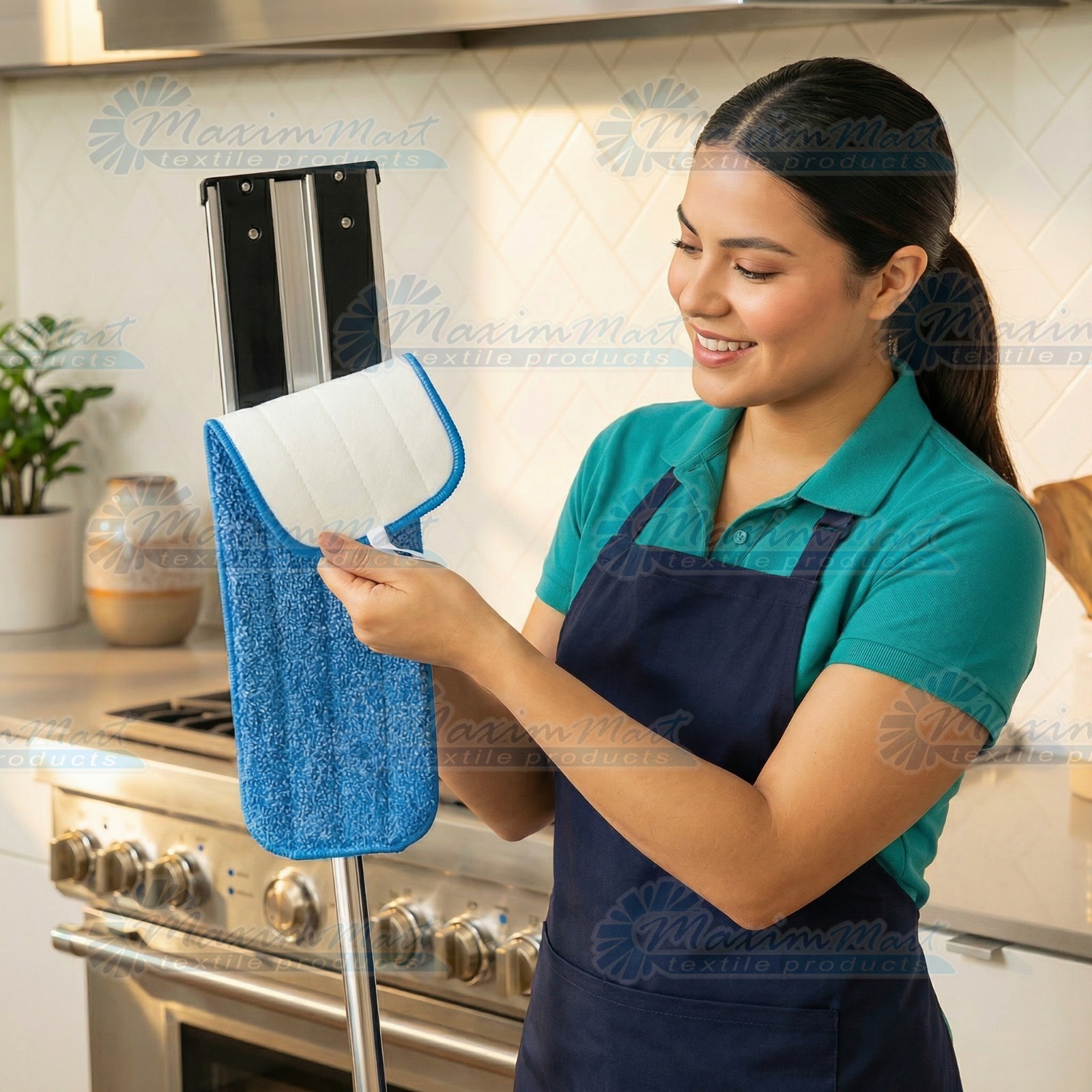 18” Microfiber Looped Flat Mop Set, 400GSM, Pro Grade, (1 Handle/1 Frame/2 Pads)