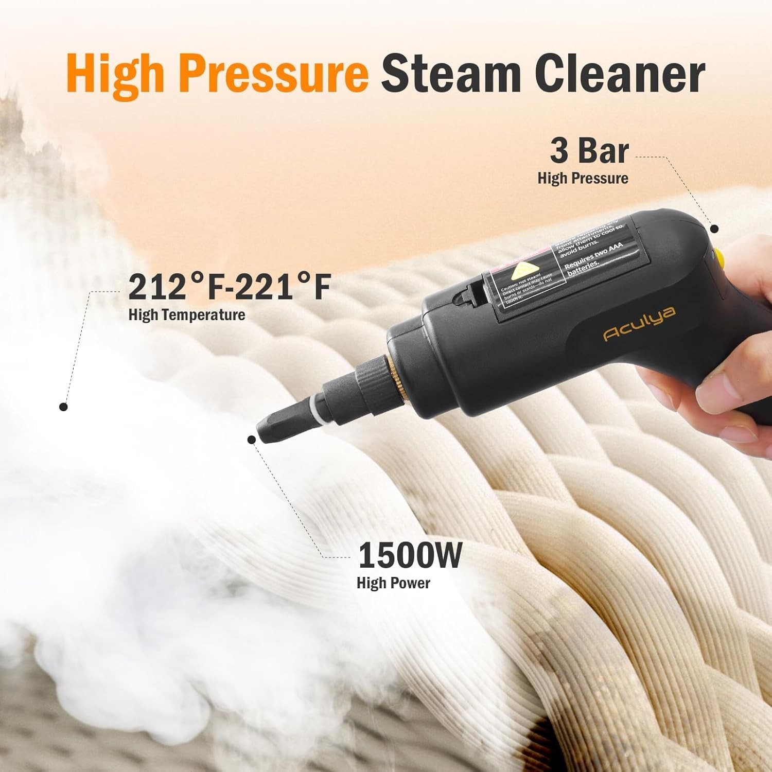 Professional-Grade Handheld Steam Cleaner – 30-60 Minutes of Steam Cleaning