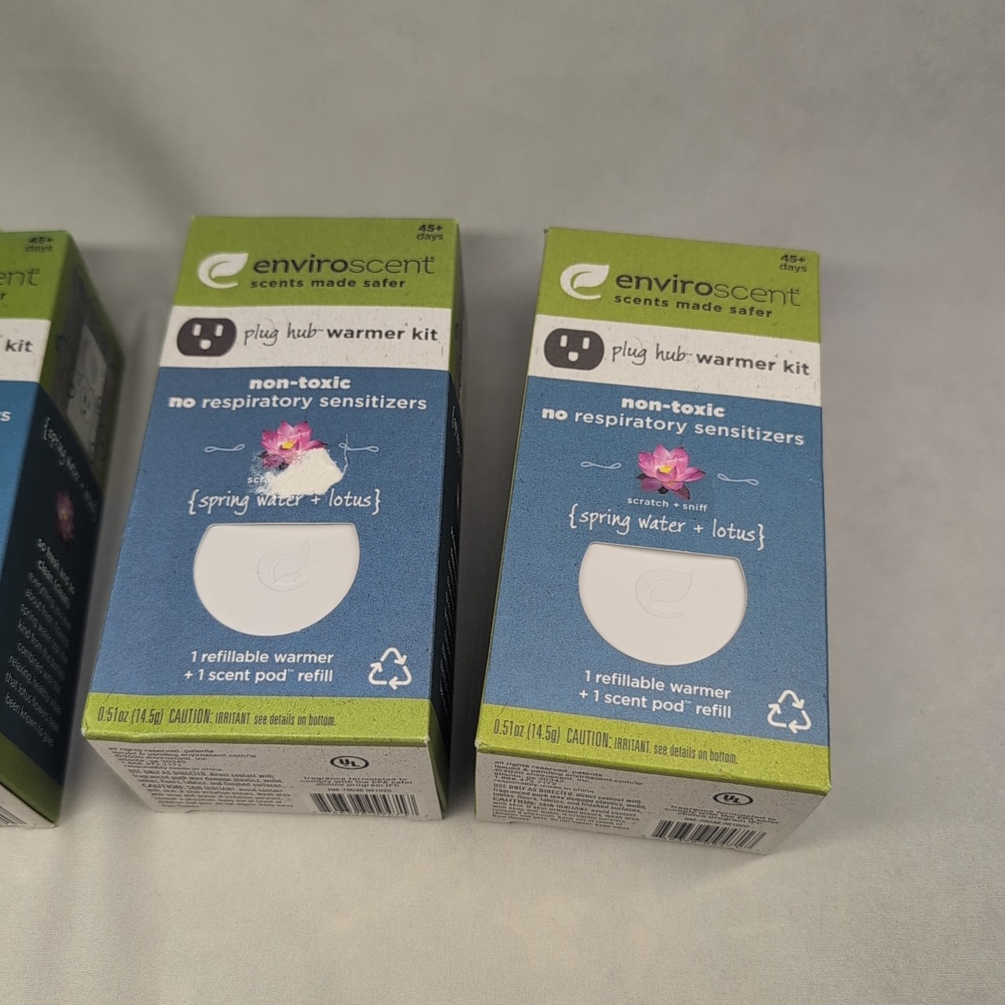 3 pk Enviroscent Plug Hub Warmer Kit Spring Water & Lotus 0.51 oz.