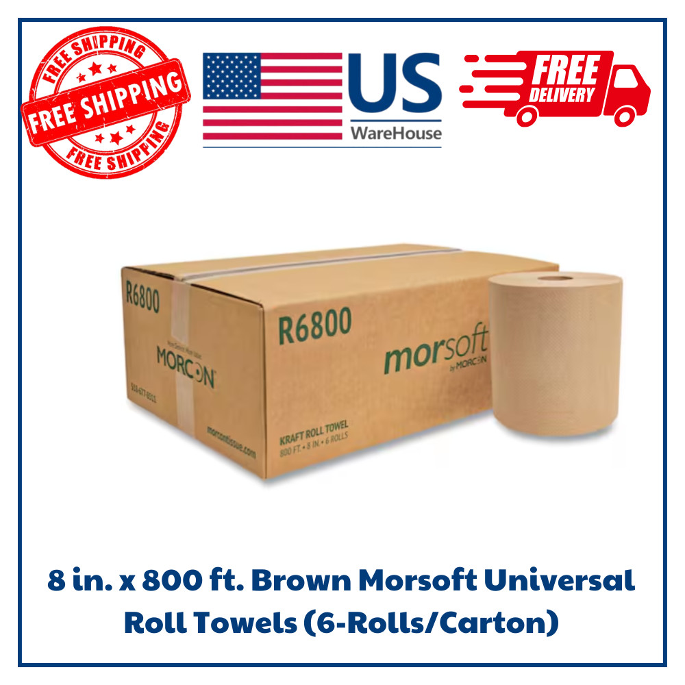 8 in. x 800 ft. Brown Morsoft Universal Roll Towels (6-Rolls/Carton)