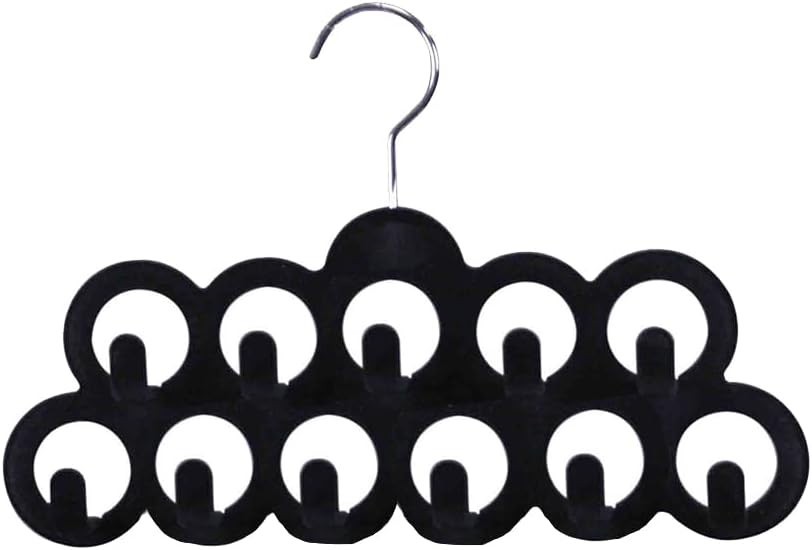 Velvet Scarf Organizer Hanger 3 Pack Black Closet Storage Holder for Scarves Tie