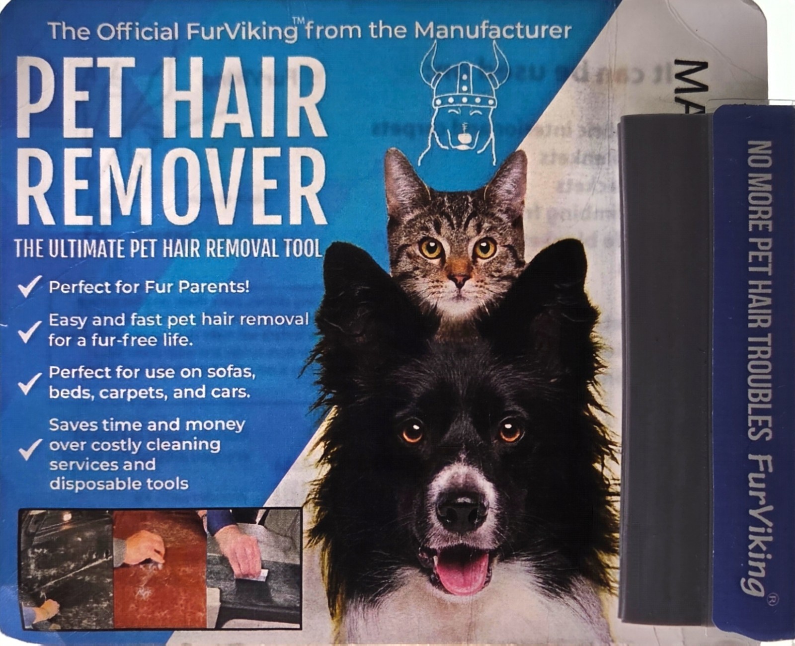 FurViking Pet Hair Remover Ultimate Hair Removal Tool Cat Dog Carpet Scraper