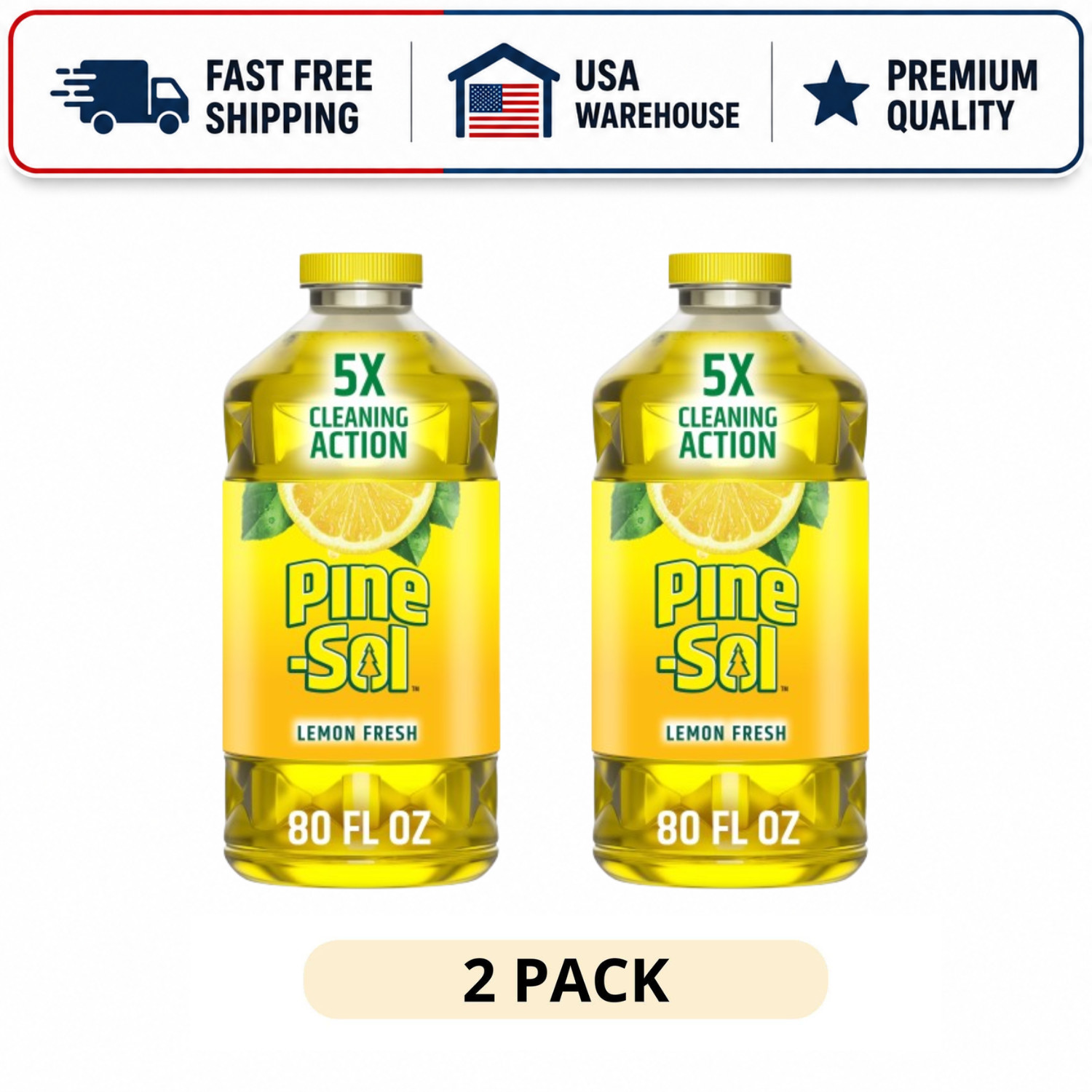 (2 Pack) Pine-Sol Multi-Surface Cleaner Lemon Fresh, 80 fl oz Floor Cleaner
