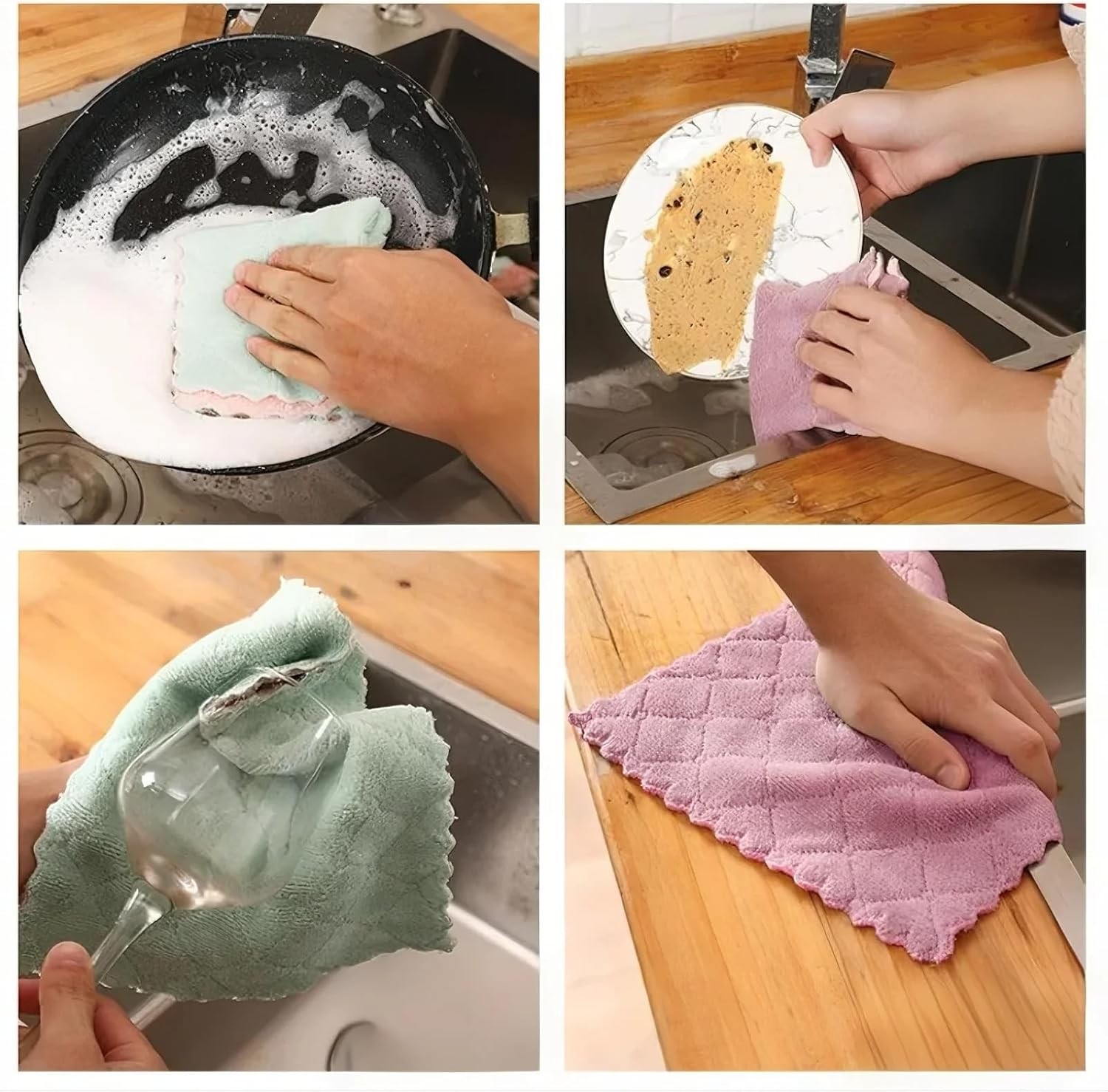 Reusable Microfiber Kitchen Cloths Absorbent Dish Towels 24 Pack
