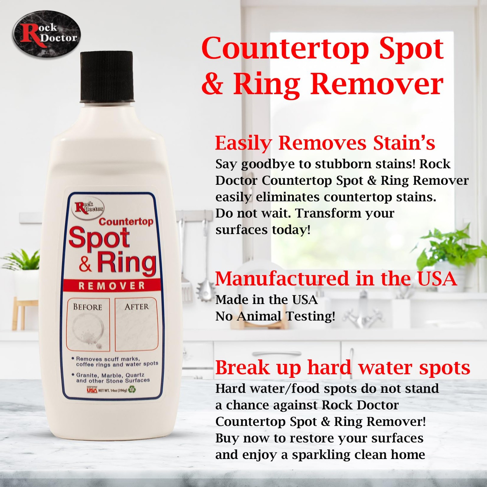 Spot & Ring Remover, Works on Granite, Marble, Countertop & Quartz, Hard Water M