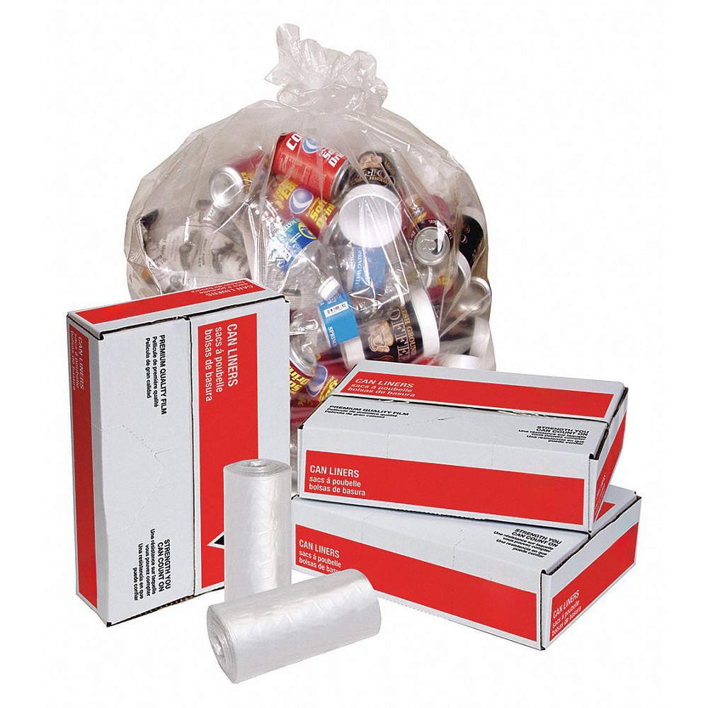 GRAINGER 31DK37 Trash Bag,55 gal.,Clear,PK100 31DK37