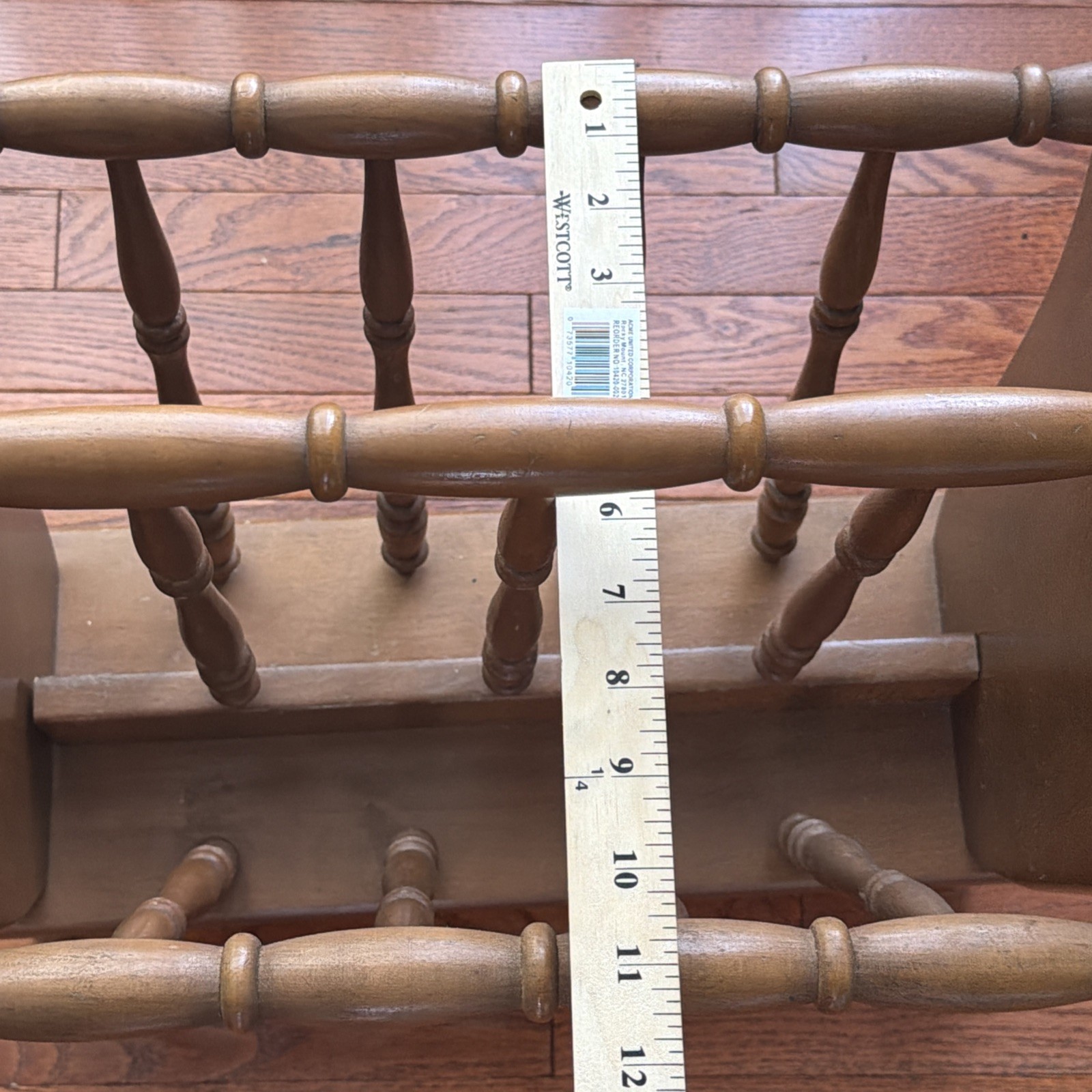 Vintage Magazine Rack Solid Wood Spindle Heavy Sturdy MCM Made In Japan