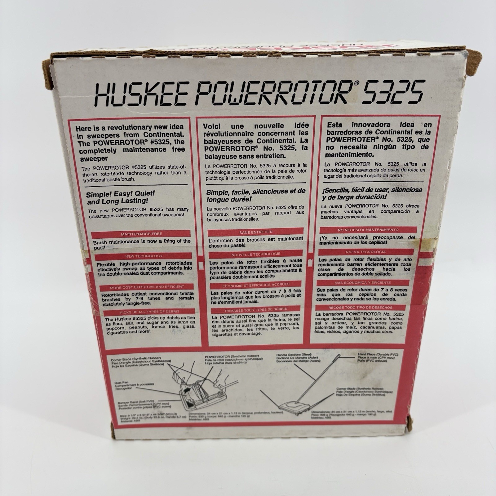 Continental Huskee Powerrotor Floor/Carpet Sweeper 5325 Brand New Factory Sealed