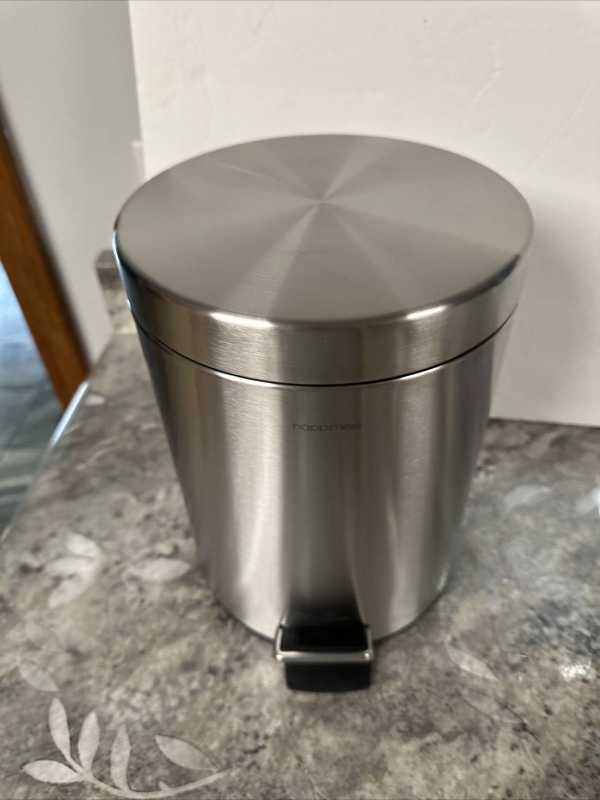 HAPPIMESS Round 5L 1.3 IS GALLON Soft-Close Lid Mini Trash Can STAINLESS STEEL