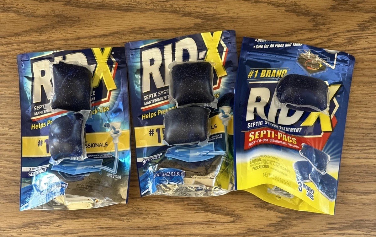Rid-X Open Bags 5 Packs Septic System Treatment Septi-Pacs 3 months doses 3.2 oz