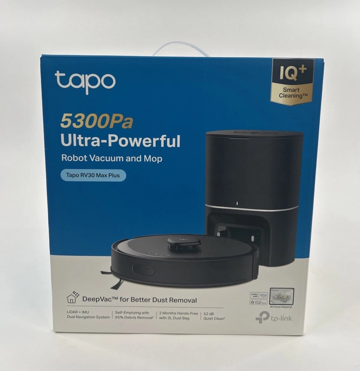 Tapo RV30 Max Plus 5300Pa Robotic Vacuum Mop Self-Emptying Smart Mapping Black