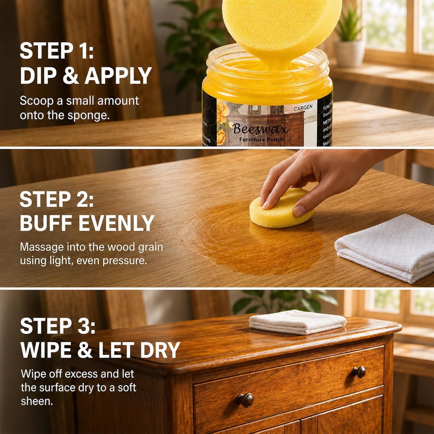 Natural Beeswax Furniture Polish with Carnauba Wax – Revitalize Wood Surfaces