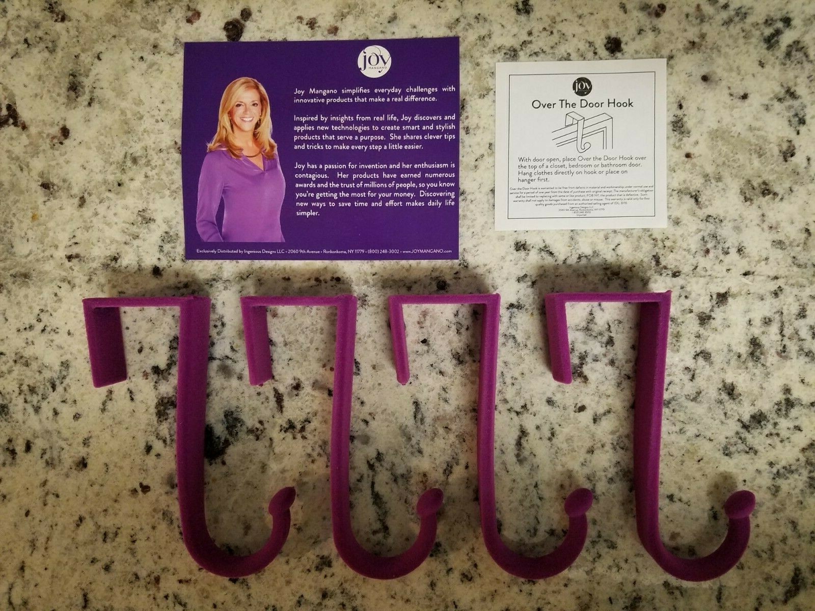 JOY Mangano Huggable Hooks 8 Pack Over the Door Hooks Choose from 5 Colors