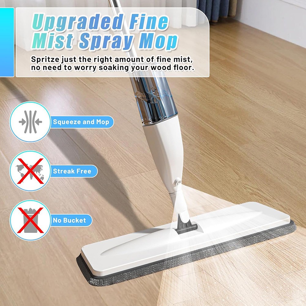 Spray Mop with 3 Washable Pads Refillable Bottle 360° Microfiber Floor Cleaner