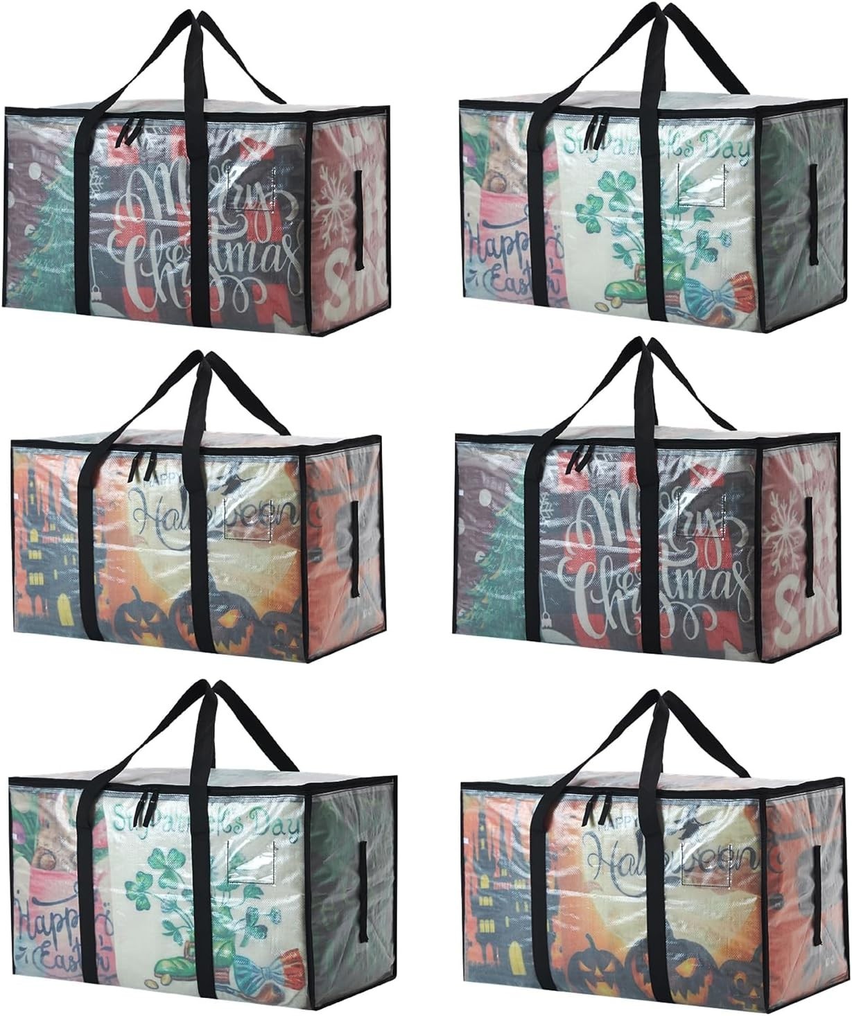 Heavy Duty Clear Plastic Storage Tote Bins with Lid 24.5 Gallon 93L 6 Pack