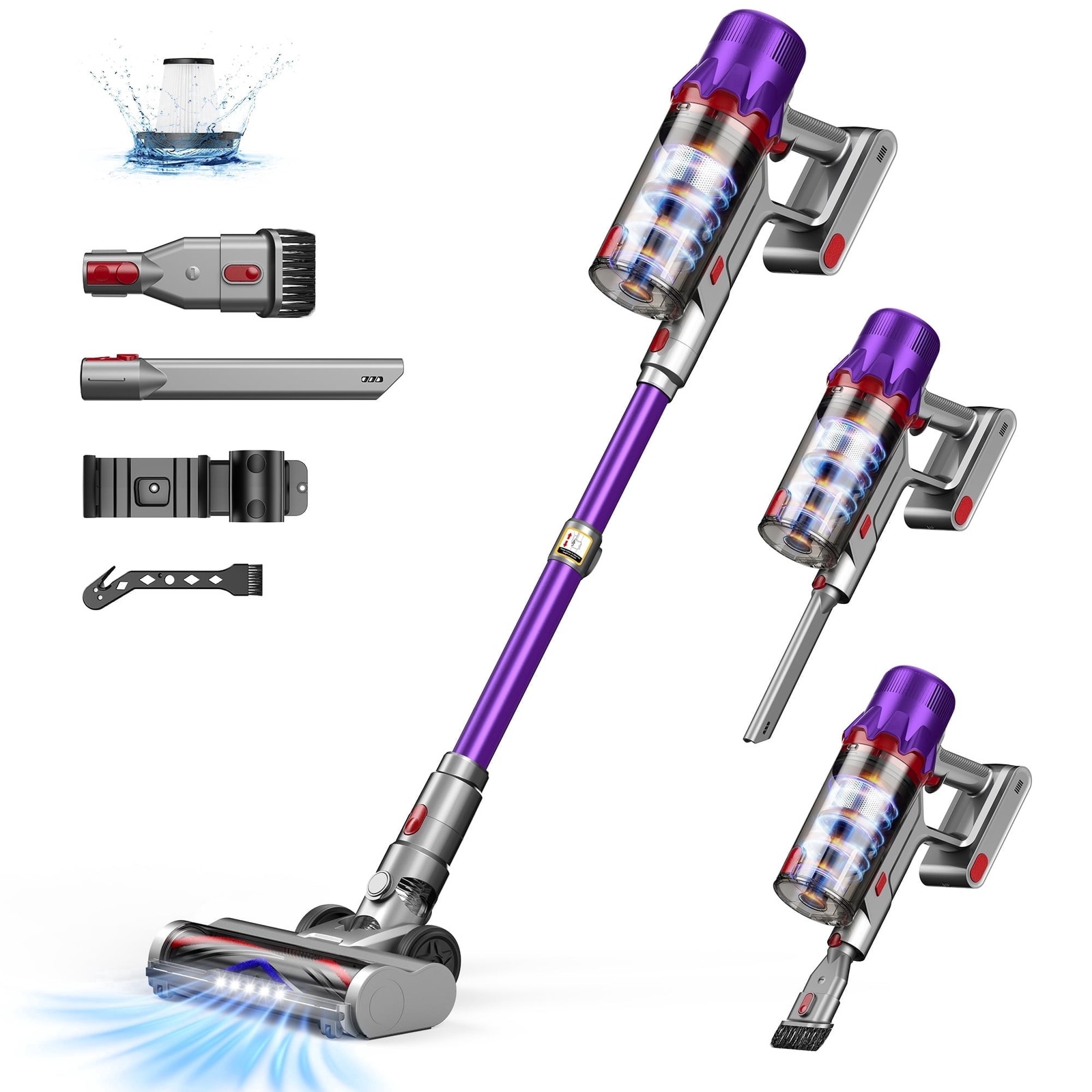 Hosaud Cordless Stick Vacuum Cleaner, 45KPA Suction, 550W Motor, 50-Min Runtime,