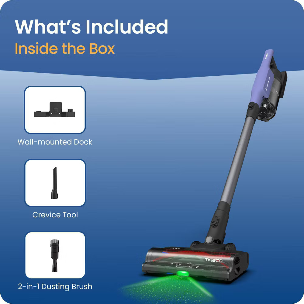 Tineco GO Pet Plus 500W Powerful Cordless Vacuum 8.3″ Cleaning Path Purple