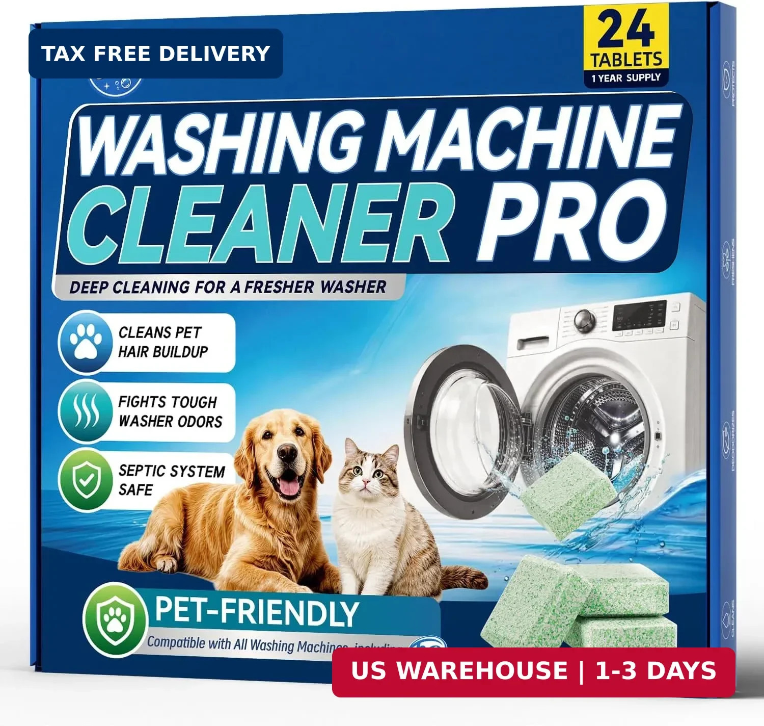 Washing Machine Cleaner Pet-Hair-Remover for Laundry | Especially suited for Pet