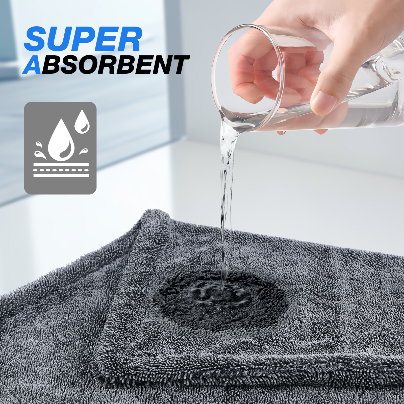Water Absorbing Car Wash Microfiber Drying Towel Twisted Loop 24 x 35″ 1500GSM
