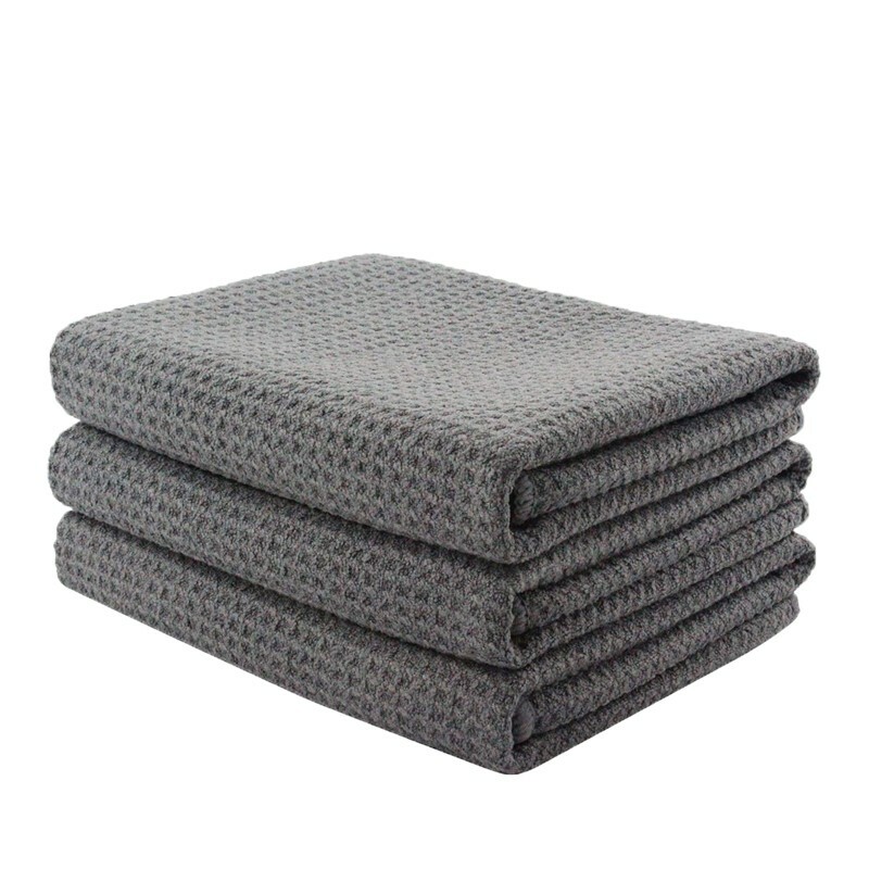 3 Pcs Large Waffle Weave Grey Thirsty Microfiber Drying Towel 16″ x 24″