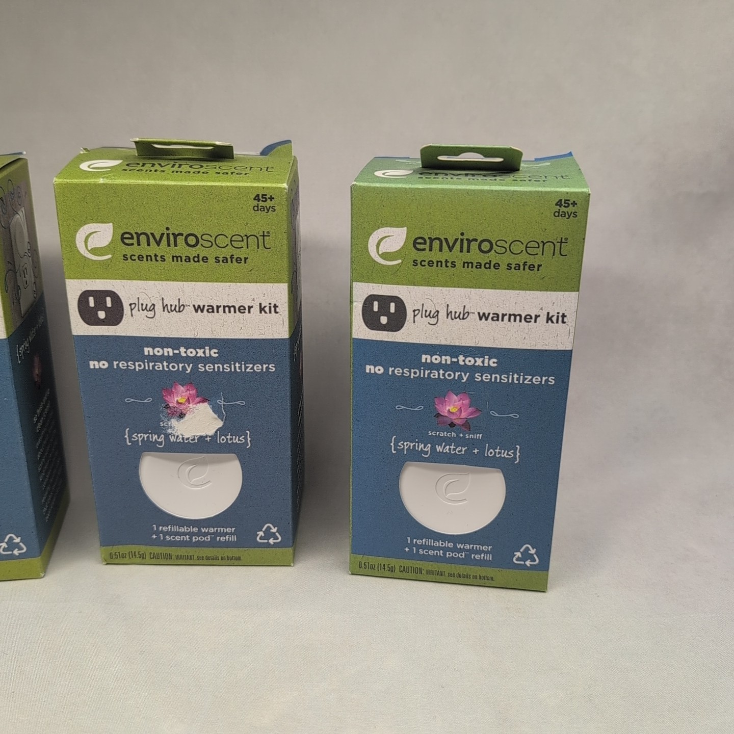 3 pk Enviroscent Plug Hub Warmer Kit Spring Water & Lotus 0.51 oz.