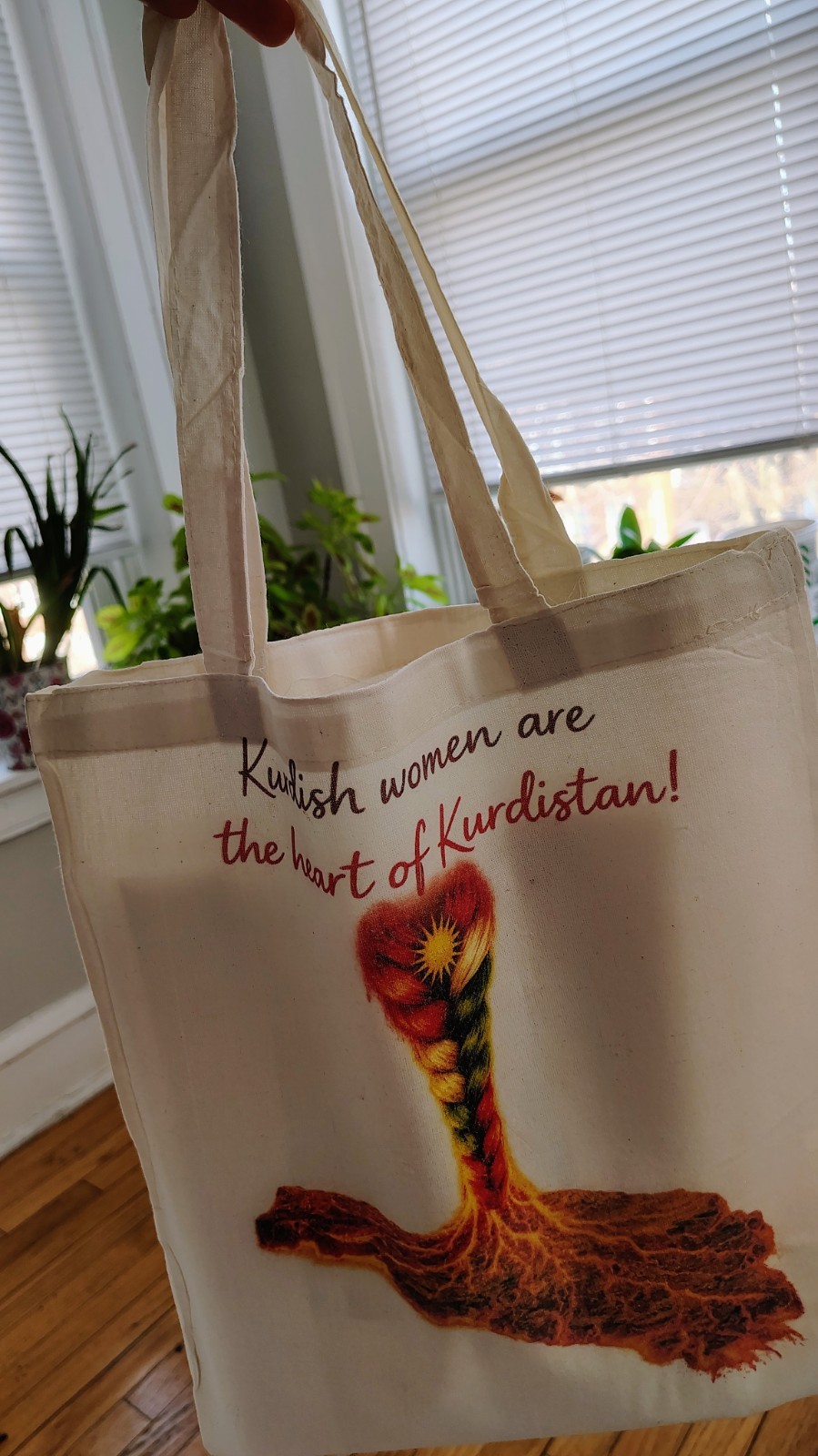 Kurdish Women Heart of Kurdistan Tote Bag 32×36 cm Cotton (Small Defect)