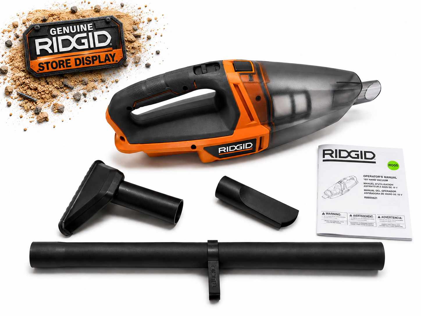 Ridgid R8609021 18V Cordless Handheld Vacuum w/ Manual & Accessories New Display