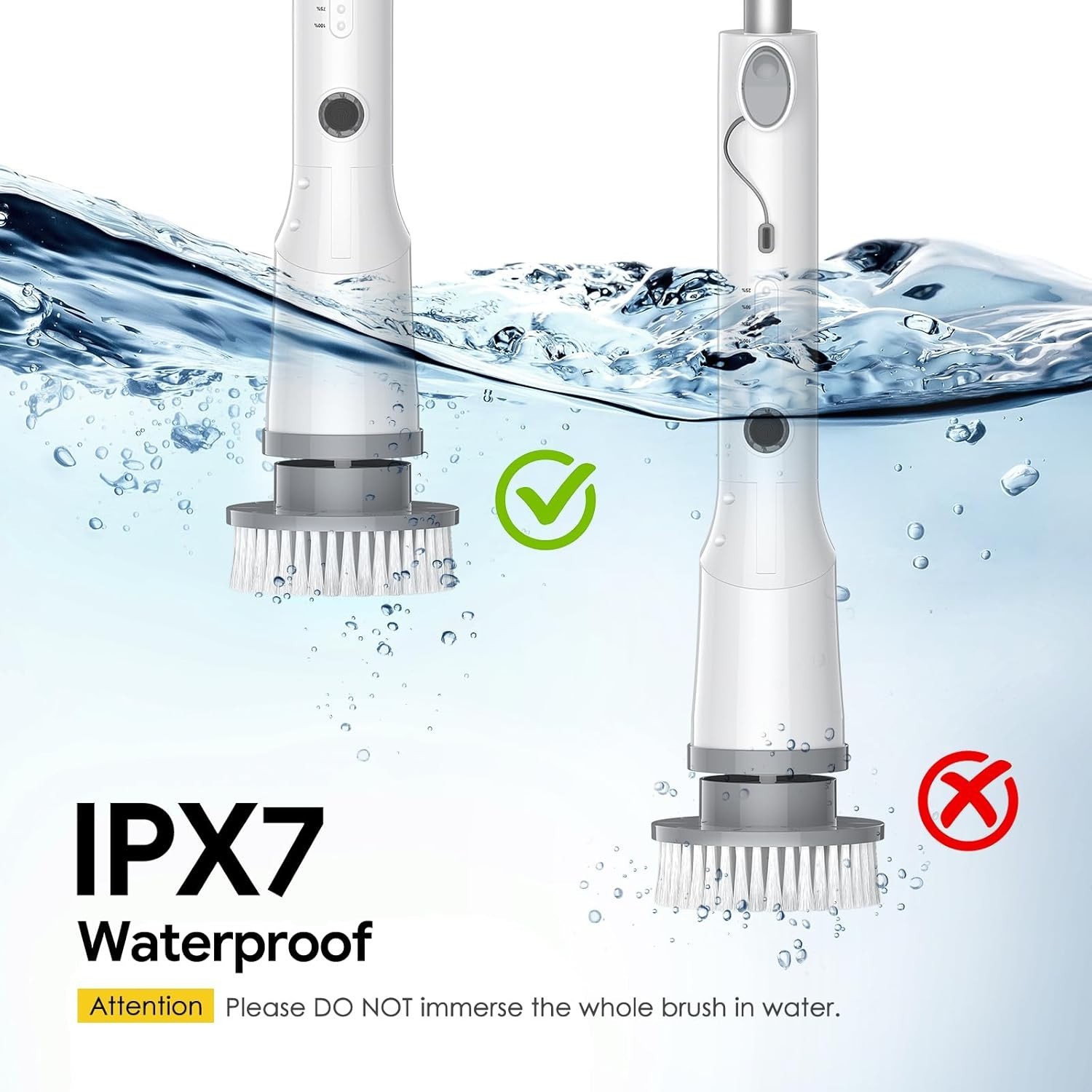 Cordless Electric Spin Scrubber 7 Heads Power Cleaning Brush Bathroom Tub Tile