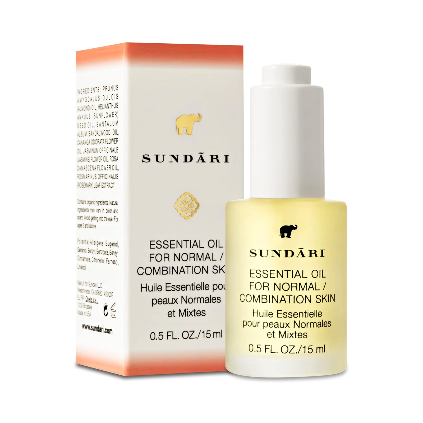 SUNDARI Essential Oil for Normal/Combo Skin, 0.5 Fl Oz, Jasmine & Ylang Ylang…