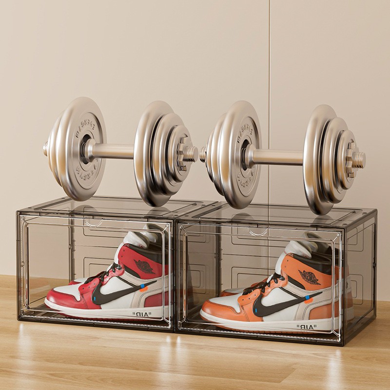 10x Magnetic Shoe Storage Boxes Full Clear Drop Side AJ Sneaker Organizer Case