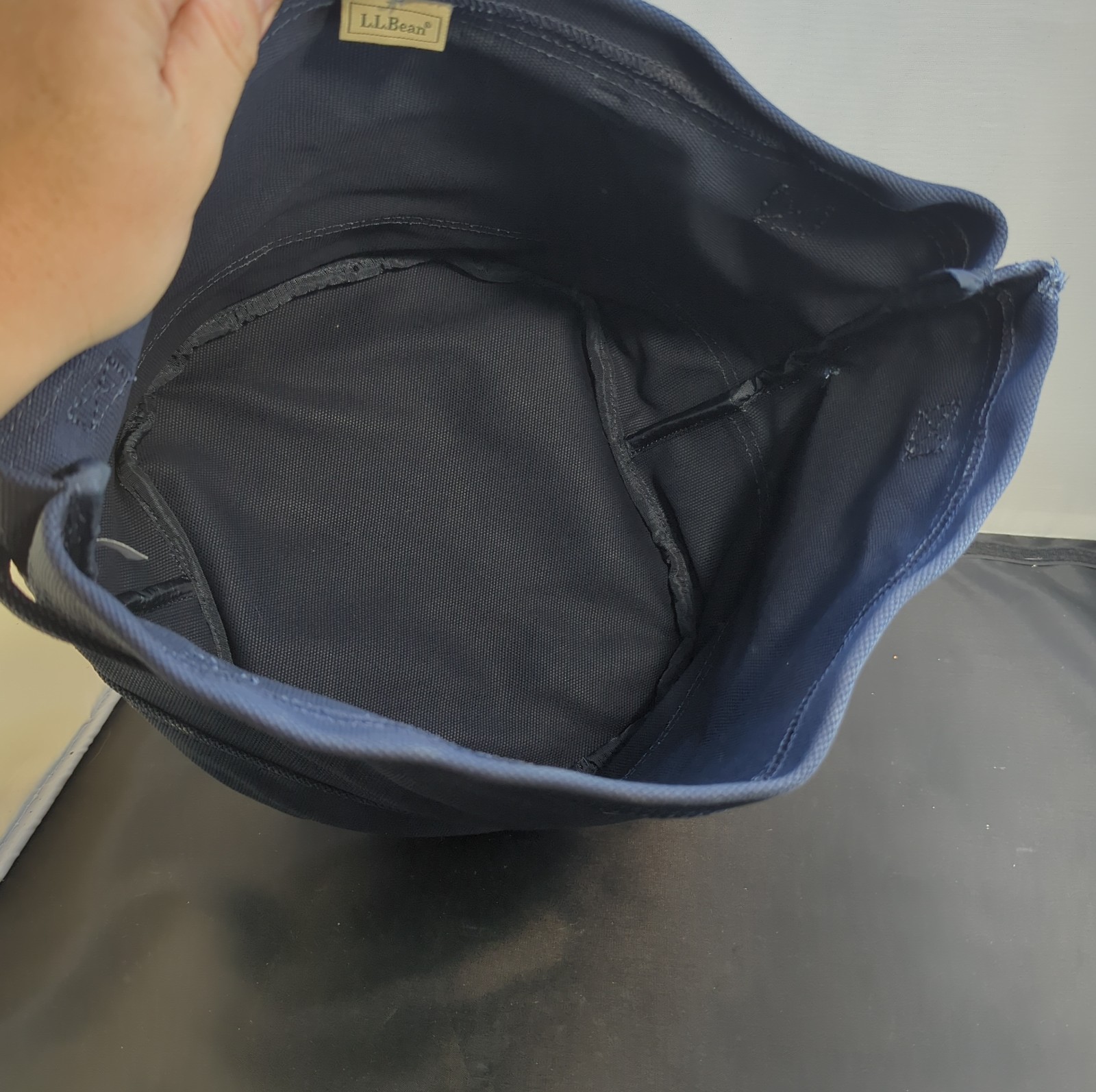 LL Bean Boat and Tote Canvas Storage Bin Bag Laundry Navy Blue 507090
