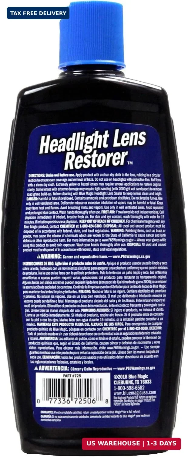 Blue Magic 725CD-06 Headlight Lens Restorer – 8 oz.