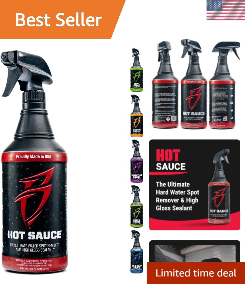 Bling Sauce Hot Sauce Hard Water Spot Remover with Wax Sealants, 32 oz | Hard…