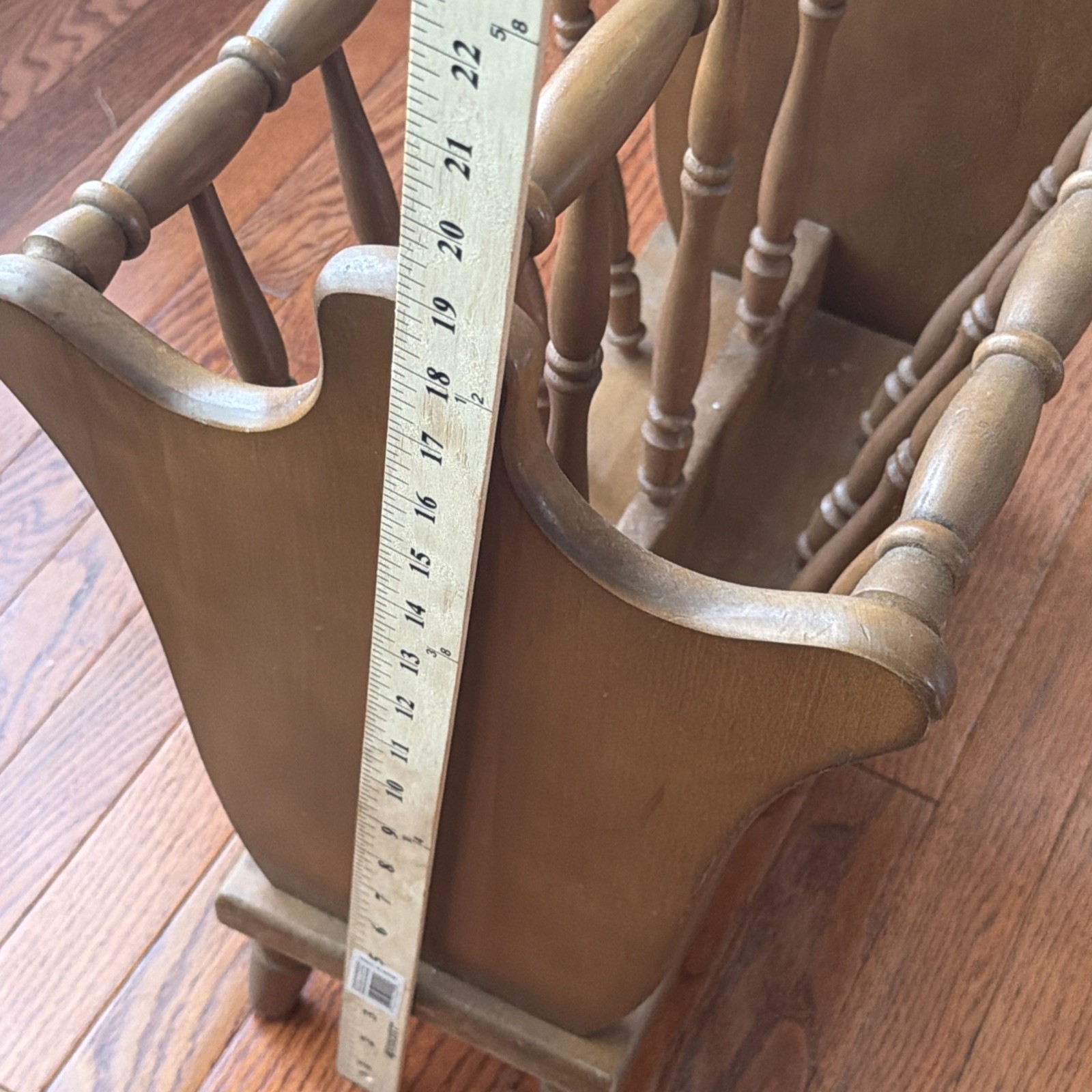 Vintage Magazine Rack Solid Wood Spindle Heavy Sturdy MCM Made In Japan