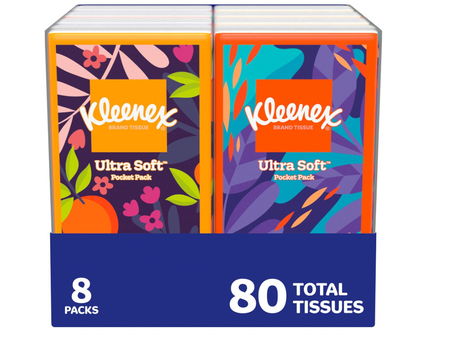 Kleenex On-The-Go Facial Tissues, 8 On-The-Go Packs, 10 Tissues per Box,….