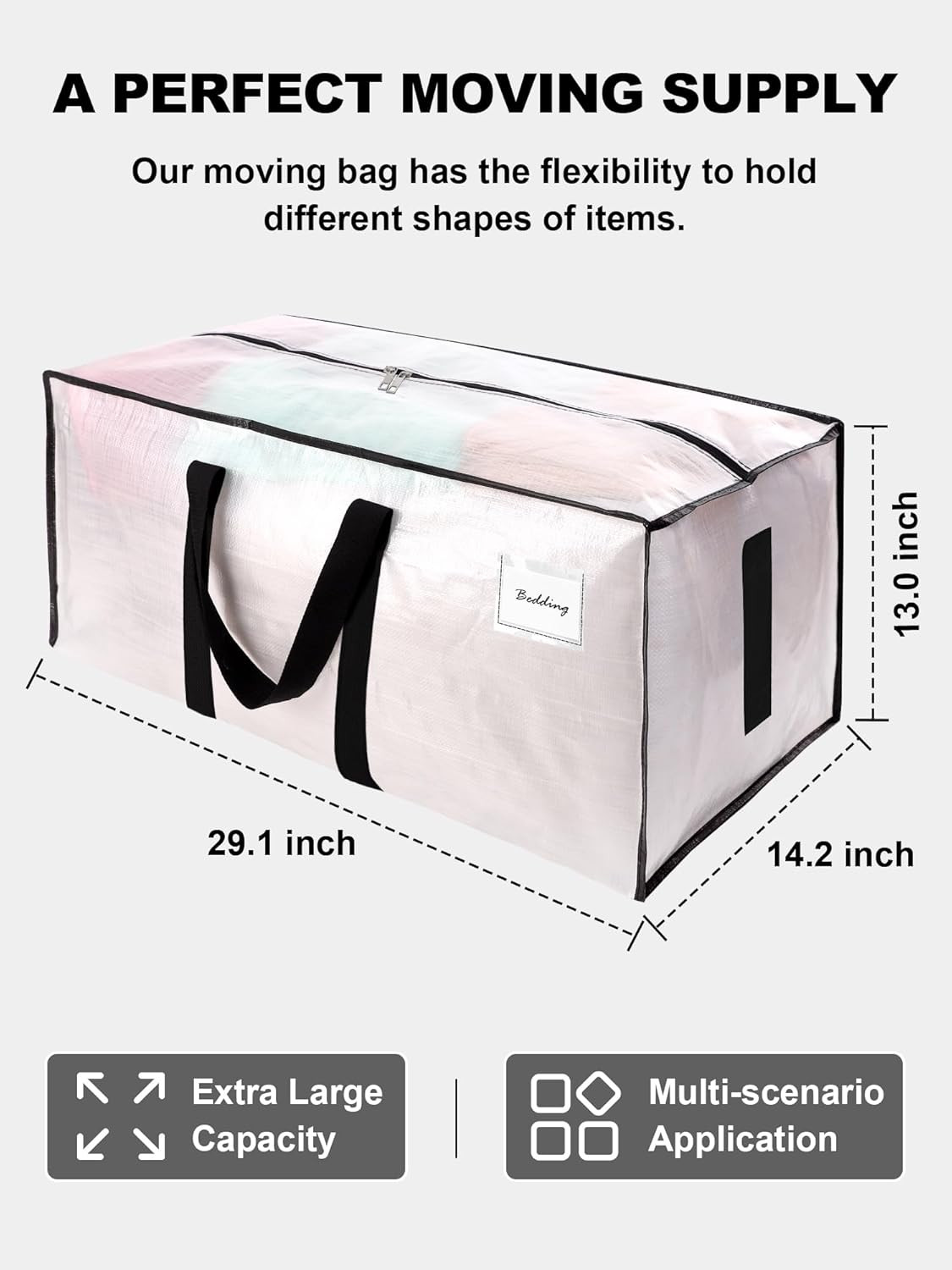 Heavy-Duty 200lbs Moving Bags with Zipper & Handles – 8 Pack, Water-Resistant