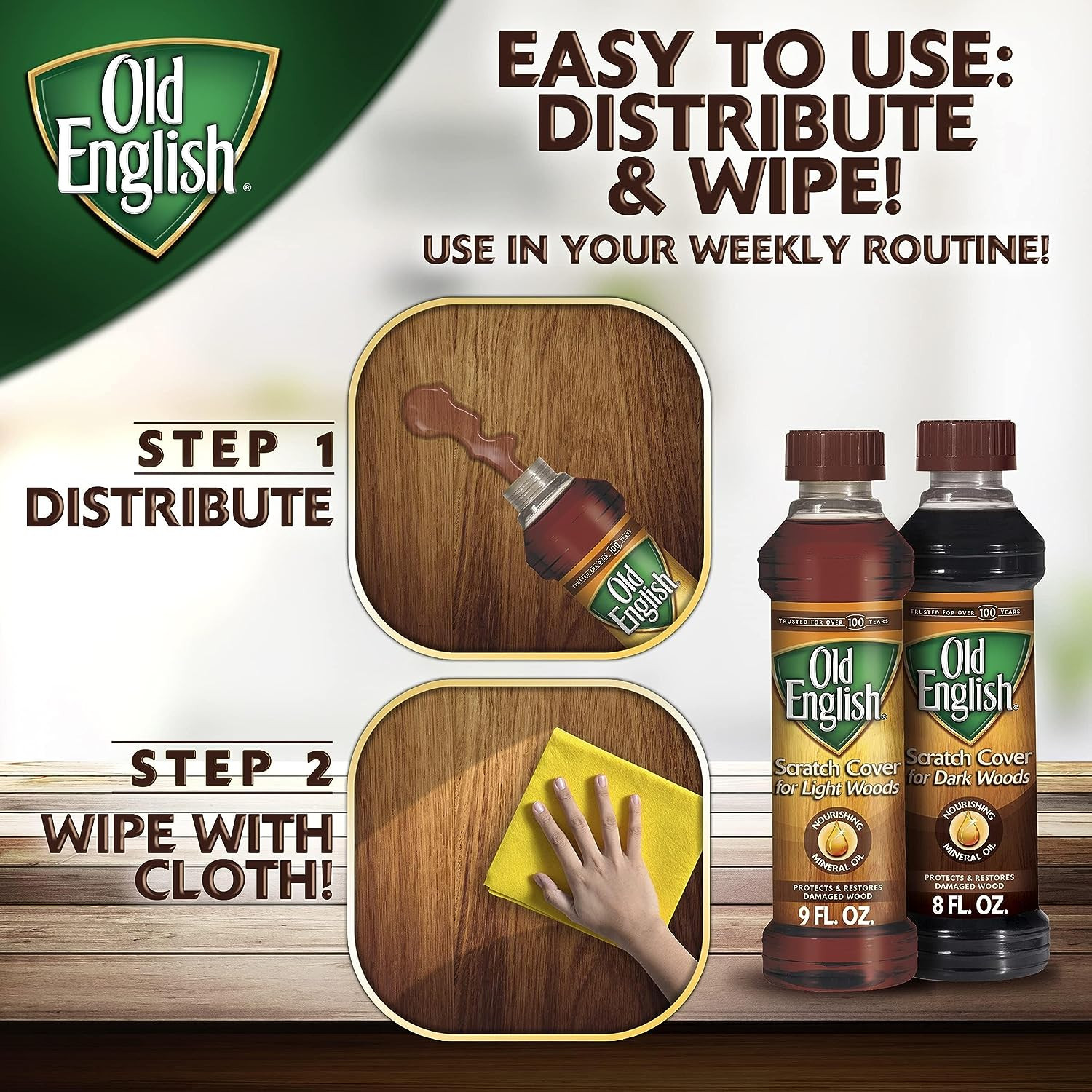 Old English 75144 Scratch Cover for Dark Woods, 8Oz Bottle, Wood Polish