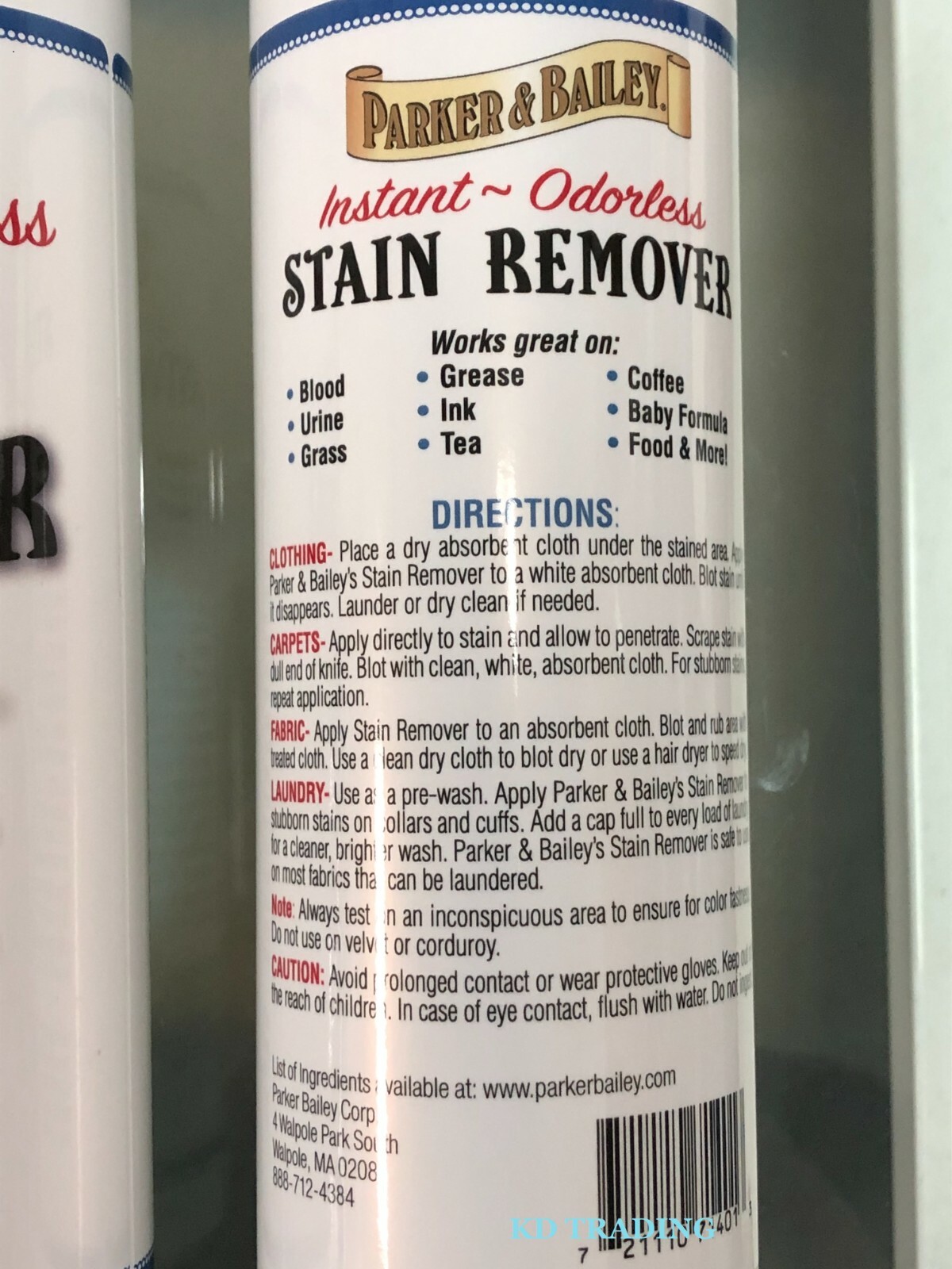 (2-Pk) PARKER & BAILEY Instant Odorless Grease STAIN REMOVER for Carpet Clothes