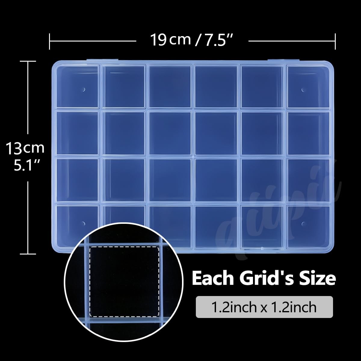 1 Pcs 24 Grids Clear Plastic Organizer Box Storage Container for Crafts Beads